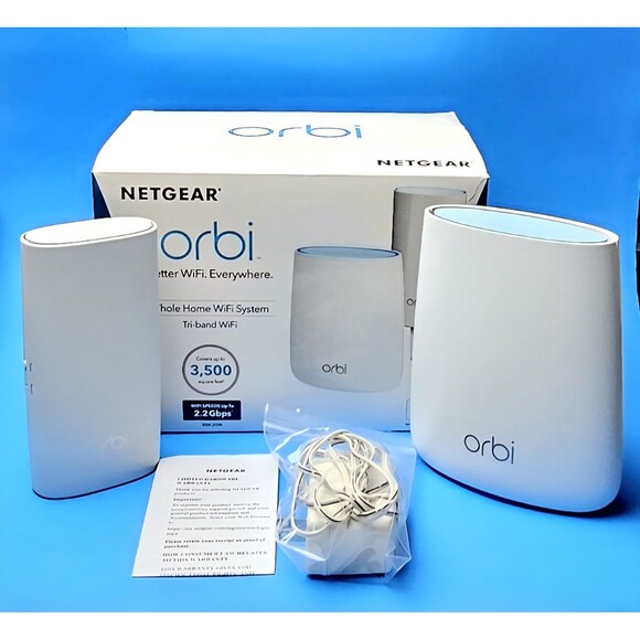 NETGEAR ORBI AC2200 Tri-Band WiFi System RBK20W Router Satellite In Box Tested! - Picture 1 of 15